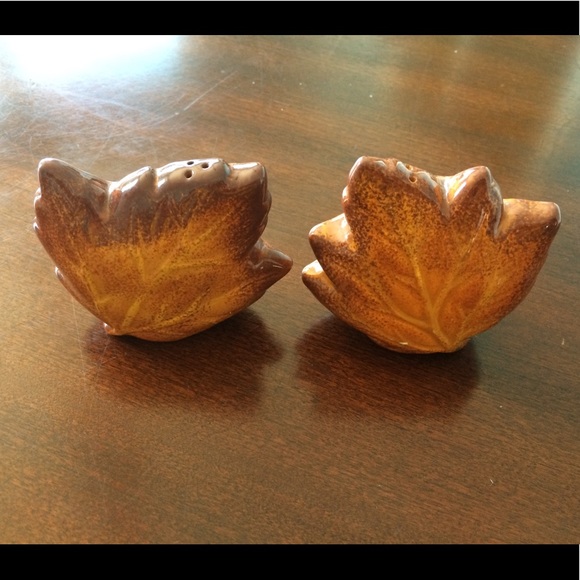 Leaf shaped salt and pepper shaker